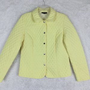 Tara Jones Womens‎ Coat Yellow Snap Quilted Collar Hip Length 10